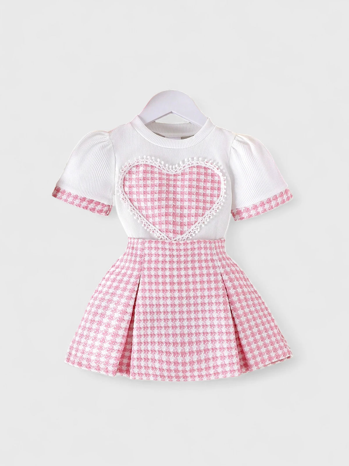 2 Pc Baby Girl Heart Tweed Set