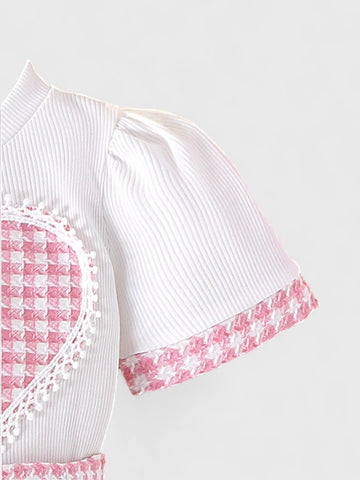 2 Pc Baby Girl Heart Tweed Set
