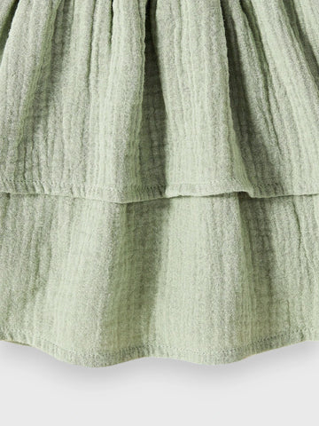 Baby Girl Cotton Ruffle Trim Layer Hem Dress With Bow Headband