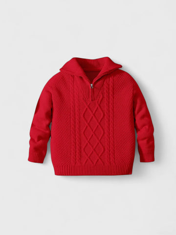 Toddler Boys Quarter Zip Cable Sweater