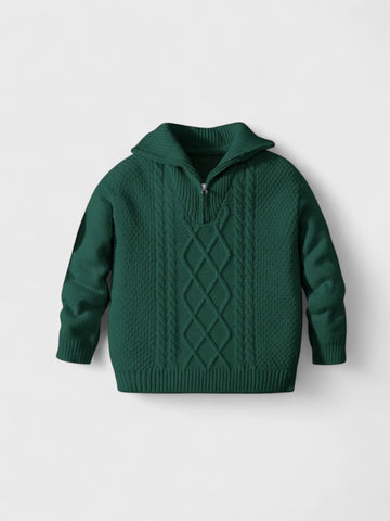 Toddler Boys Quarter Zip Cable Sweater