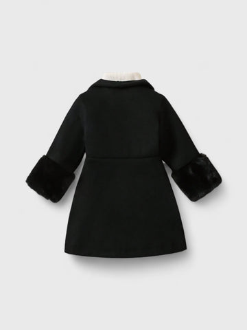 Baby Girl Fuzzy Trim Cuff Coat