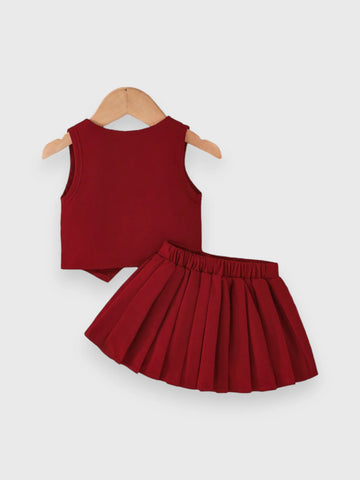 2 Pc Baby Girl Vest with Pleat Skirt