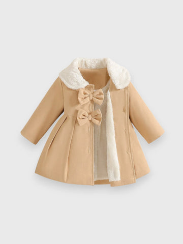 Baby Girl Fleece Lined Bow Coat