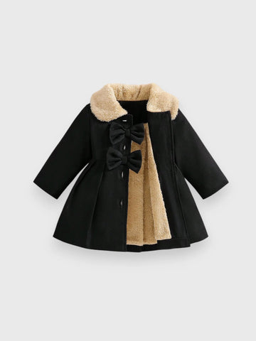 Baby Girl Fleece Lined Bow Coat
