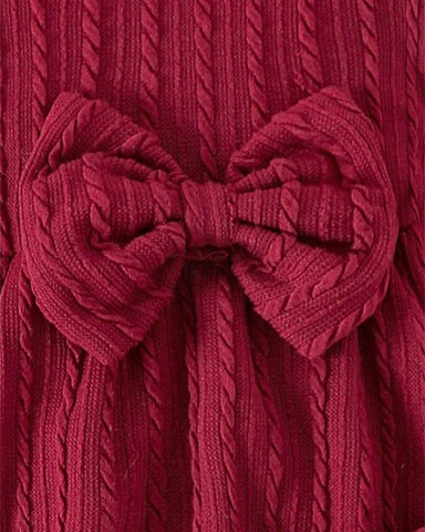 3 Pc Baby Girl Cable Knit Bodysuit Set