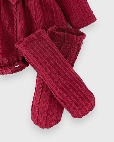 3 Pc Baby Girl Cable Knit Bodysuit Set