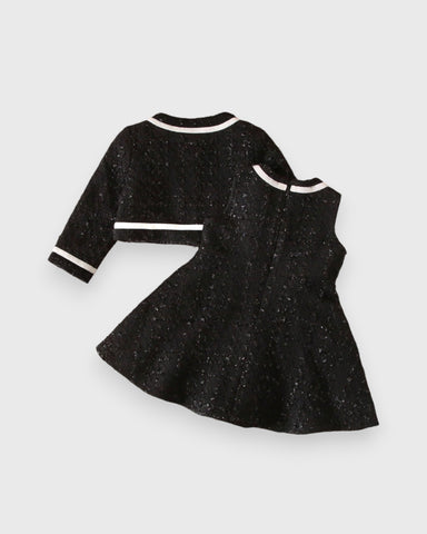 Baby Girl Tweed Chic Camelia Rosette Jacket and Dress
