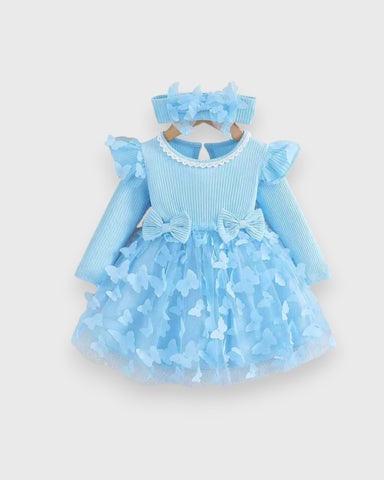 2 Pc baby Girl Butterfly Applique Sheer Mesh Skirt dress