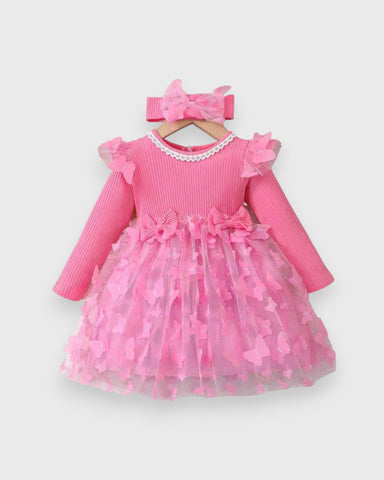 2 Pc baby Girl Butterfly Applique Sheer Mesh Skirt dress