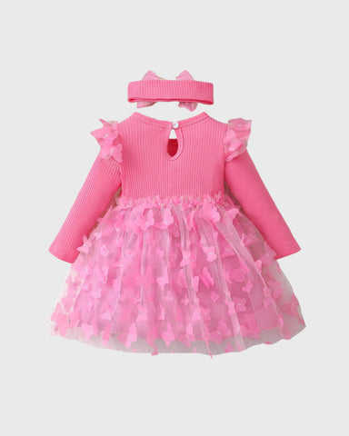 2 Pc baby Girl Butterfly Applique Sheer Mesh Skirt dress