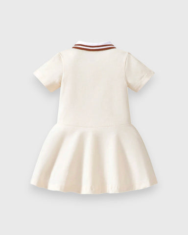 Baby Girl Stripe Polo Character Embroidery Dress