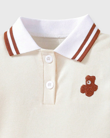Baby Girl Stripe Polo Character Embroidery Dress