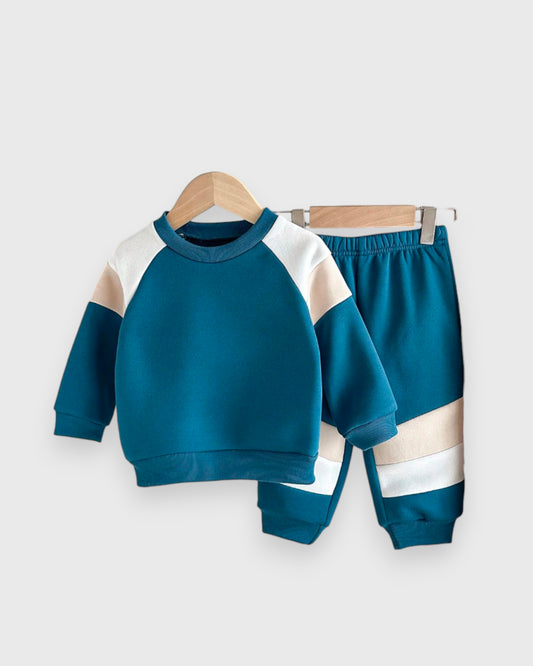 2 Pc Baby Color Block Sweat Suit