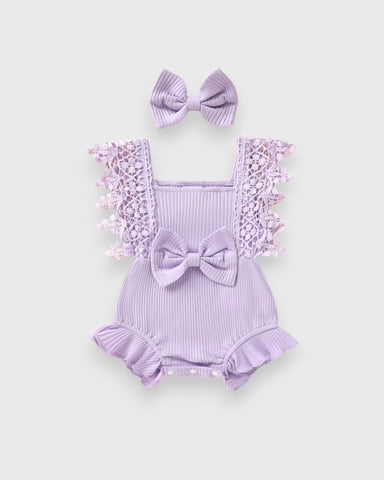 2 Pcs Baby Girl Ruffle Ribbed Knit Bodysuit