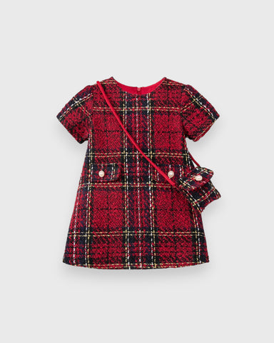 2 Pc Baby Girl Sparkle Tweed Dress with Bag