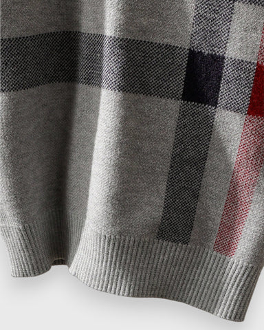 Toddler Boys Plaid Crew neck Knit Collared Sweater