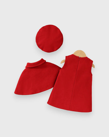 3 Pcs Baby Girl Dress Cape & Hat