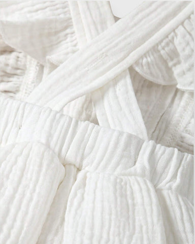 Baby Girl Cotton Ruffle Trim Layer Hem Dress With Bow Headband