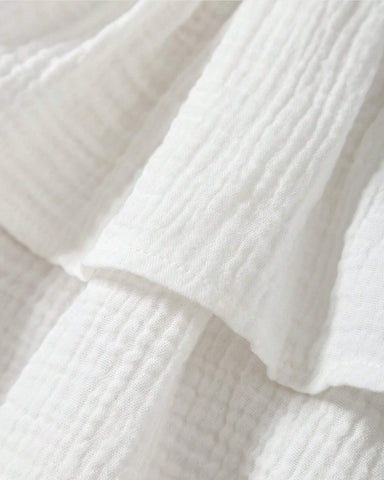 Baby Girl Cotton Ruffle Trim Layer Hem Dress With Bow Headband