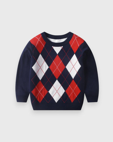 Boys Knit Argyle Sweater