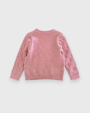 Girls Cable Knit Sweater with Mini Bows