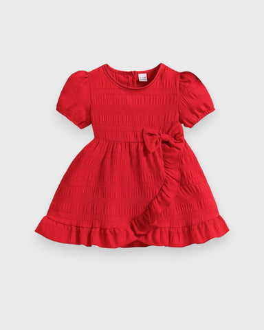 Baby Girl Puff Sleeve Seersucker Dress