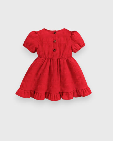 Baby Girl Puff Sleeve Seersucker Dress