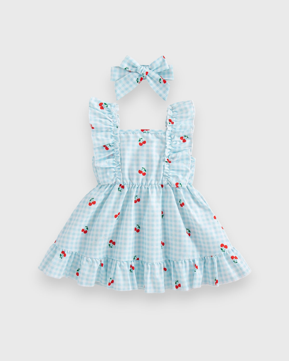 2 Pc Baby Girl Fruit Gingham Dress