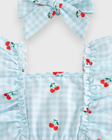 2 Pc Baby Girl Fruit Gingham Dress
