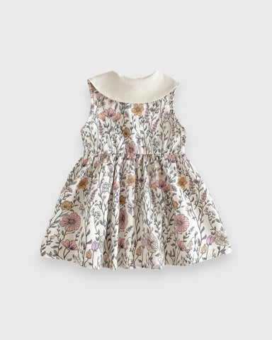 Baby Girl Peter Pan Collar Wild Flower Print Dress