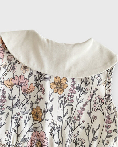 Baby Girl Peter Pan Collar Wild Flower Print Dress