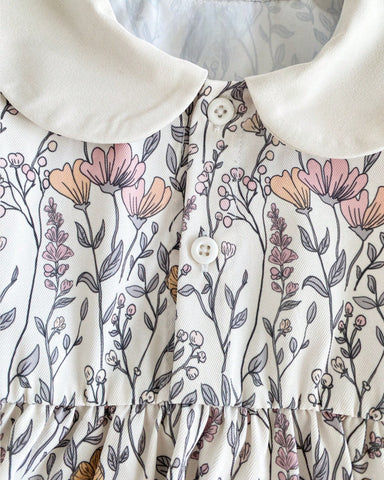 Baby Girl Peter Pan Collar Wild Flower Print Dress