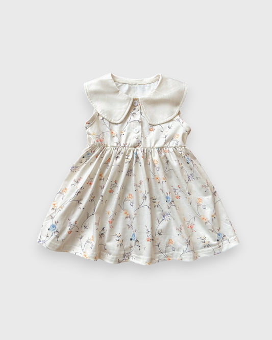 Baby Girl Peter Pan Collar Wild Flower Print Dress