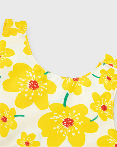 2 Pc Baby Girl Bow Back Flower Dress w/ Sun Hat