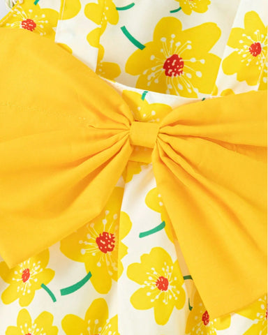 2 Pc Baby Girl Bow Back Flower Dress w/ Sun Hat