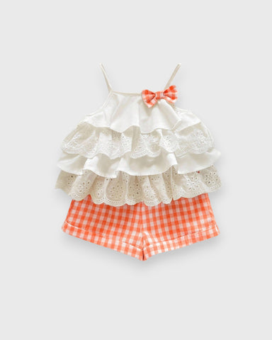 2 Pc Baby Girl Ruffle Camisole w/ Plaid Shorts