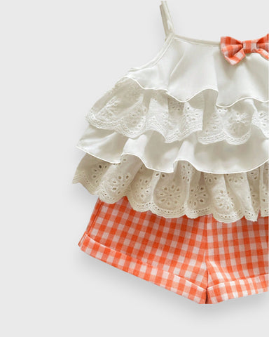 2 Pc Baby Girl Ruffle Camisole w/ Plaid Shorts