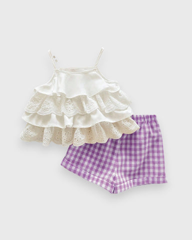 2 Pc Baby Girl Ruffle Camisole w/ Plaid Shorts