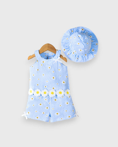 3 Pc Baby Girl Sunflower Gingham Set