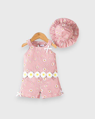 3 Pc Baby Girl Sunflower Gingham Set