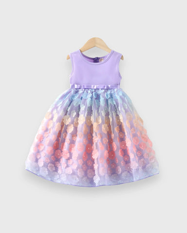 CL-Toddler Girl Mesh Ombre Flower Dress
