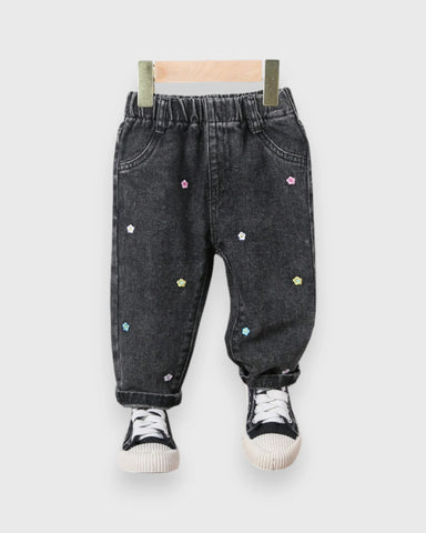 Baby Girl Flower Embroidery Jeans