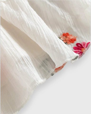 Girls Tiered Emb Flower Mesh Dress