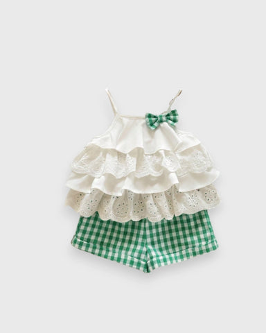 2 Pc Baby Girl Ruffle Camisole w/ Plaid Shorts