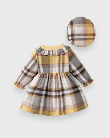 Baby Girl Plaid Jacket Style Dress w/ Beret