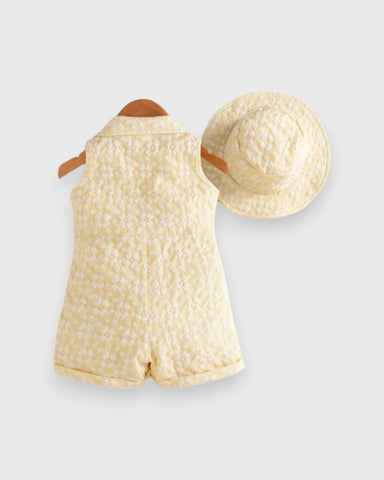2 Pc Baby Girl Brocade Textured Fabric Romper