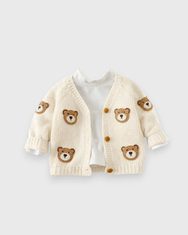 Baby Boy Bear Patch Knitted Cardigan