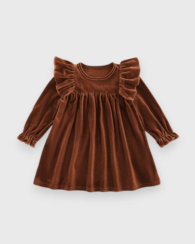 Baby Girl Velvet Ruffle Flared Dress