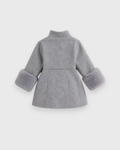 Baby Girl Fuzzy Trim Cuff Coat